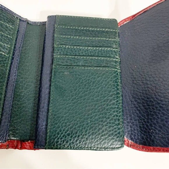 Vintage Alfred Sung Tri-Color Leather Wallet Flap with Snap Closure Change Purse - Picture 11 of 13